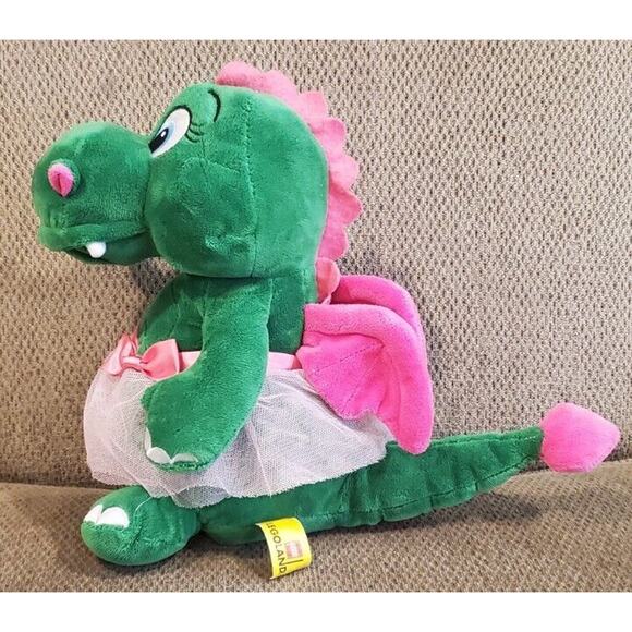 Legoland Green Dinosaur Pink Spikes and Wings Pink Skirt Embroidered Eyes - Picture 3 of 10